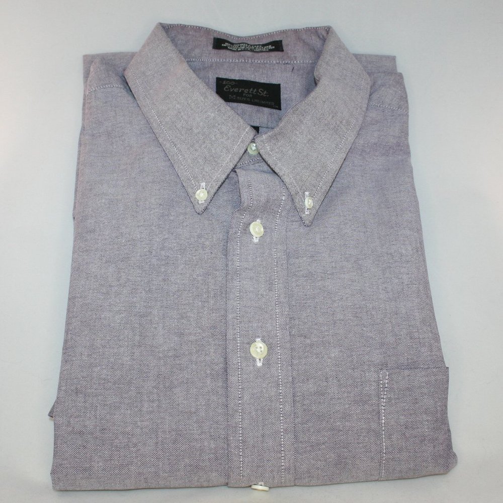 Everett Street Mostly Cotton Oxford Short Sleeve Shirt 17.5 Big Purple